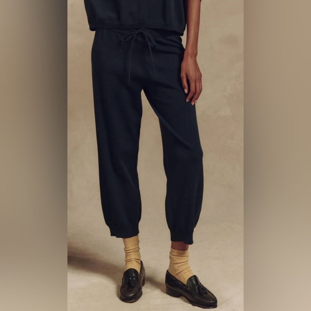 THE GREAT. THE LATERN CROP NAVY COTTON SWEATPANTS SZ 1